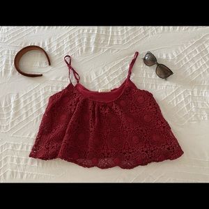 Dark Red Crochet Tank LA HEARTS